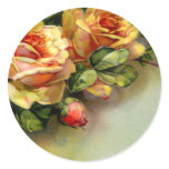 Yellow Roses Round Stickers