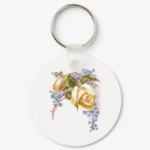 Yellow Roses Victorian Trade Card keychains