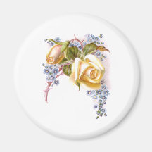 Yellow Roses Victorian Trade Card Refrigerator Magnets