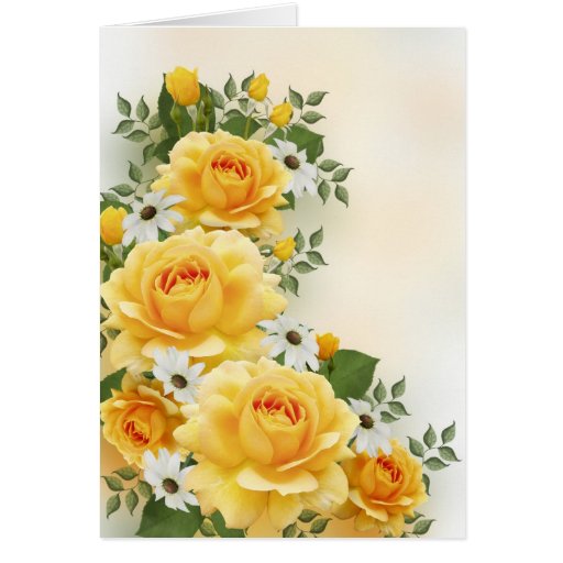 Yellow Roses With White Daisies Card Zazzle