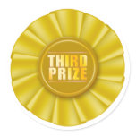 yellow rosette third prize sticker