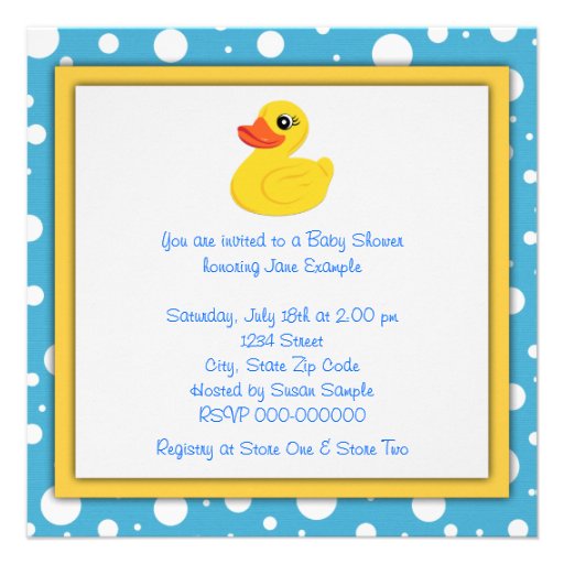 Yellow Rubber Duck Baby Shower Invitations