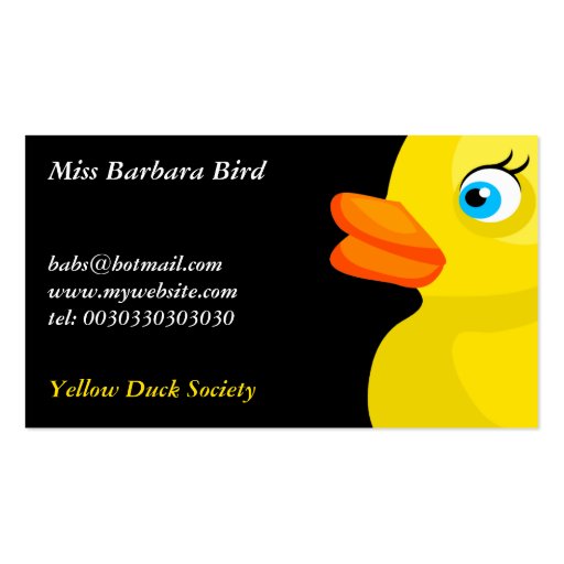 Yellow Rubber Duck, Business Card Templates (front side)