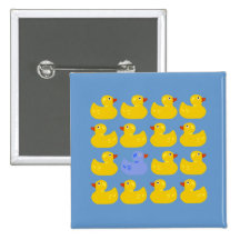 Yellow Rubber Ducks with One Blue Duck Pinback Buttons