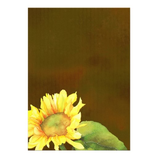 Yellow & Rustic Brown Classy Sunflowers Wedding Custom Announcements