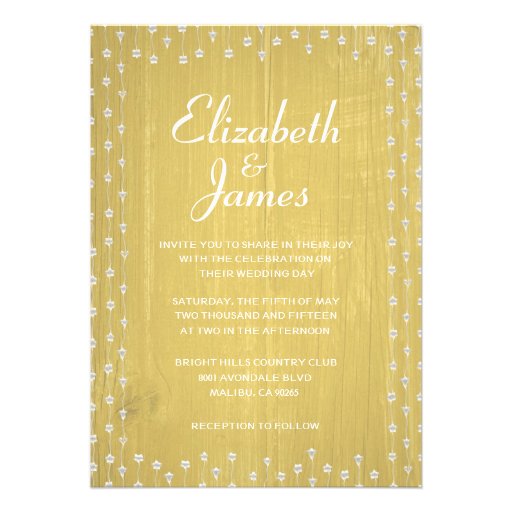 Yellow Rustic Country Barn Wood Wedding Invitation