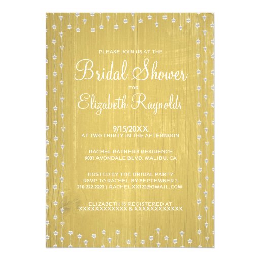 Yellow Rustic Country Bridal Shower Invitations
