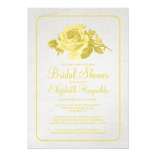 Yellow Rustic Floral/Flower Bridal Shower Invites