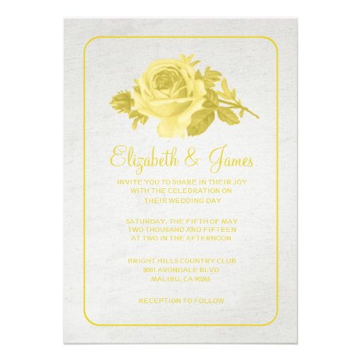 Yellow Rustic Floral/Flower Wedding Invitations