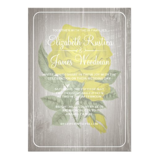 Yellow Rustic Floral Wedding Invitations