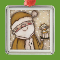 Yellow Santa - Ornament ornaments