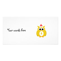 Yellow santa owl photo greeting card