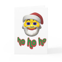 Yellow santa smilie with ho ho ho cards