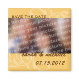 Yellow save the date wedding announcement photo fridge magnet