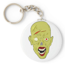 yellow scarred zombie keychain