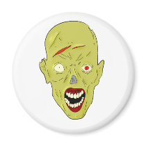 yellow scarred zombie fridge magnets