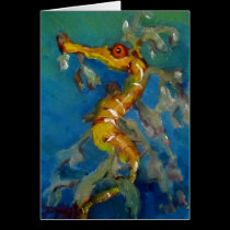 Yellow Seahorse Note Card cards