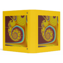Yellow Seashell Spiral Fractal 3 Ring Binder