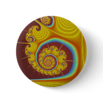 Yellow Seashell Spiral Fractal Pinback Buttons