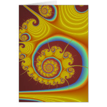 Yellow Seashell Spiral Fractal Cards