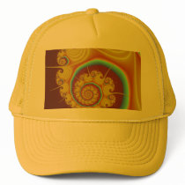 Yellow Seashell Spiral Fractal Mesh Hat