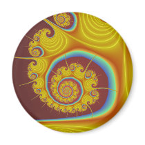 Yellow Seashell Spiral Fractal Fridge Magnet