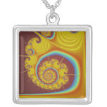 Yellow Seashell Spiral Fractal Pendant