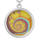 Yellow Seashell Spiral Fractal Pendants