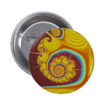 Yellow Seashell Spiral Fractal Pinback Buttons