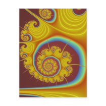 Yellow Seashell Spiral Fractal Post Cards