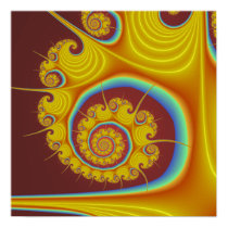 Yellow Seashell Spiral Fractal Print
