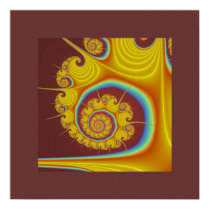 Yellow Seashell Spiral Fractal Posters