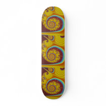 Yellow Seashell Spiral Fractal Skateboard