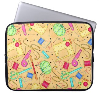 Yellow Sewing Notions Laptop Sleeve