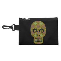 Yellow Skull Fractal Pattern Accessories Bags