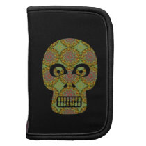 Yellow Skull Fractal Pattern Folio Planner