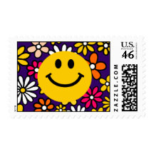 Yellow Smiley Face Postage Stamp