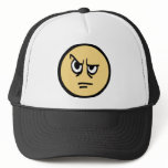 Yellow smiley face that is aggravated.