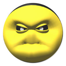 Yellow smiley face that is angry. stickers by SmileyFaceStore Yellow smiley face that is angry. stickers