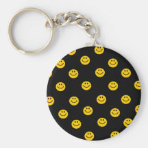 Yellow Smiley Polka Dot Pattern Keychain
