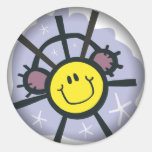 Yellow smiley snowflake with ear muffs stickers