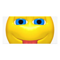 Yellow Smiley Sticking Out Tounge Custom Photo Card