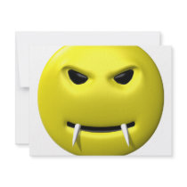 yellow smiley with fangs invitations by SmileyFaceStore yellow smiley with fangs invitations