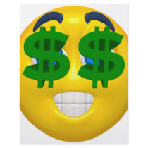 yellow smiley with money eyes flyers