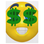 yellow smiley with money eyes flyers