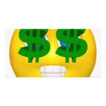 yellow smiley with money eyes photo cards by SmileyFaceStore yellow smiley with money eyes photo cards