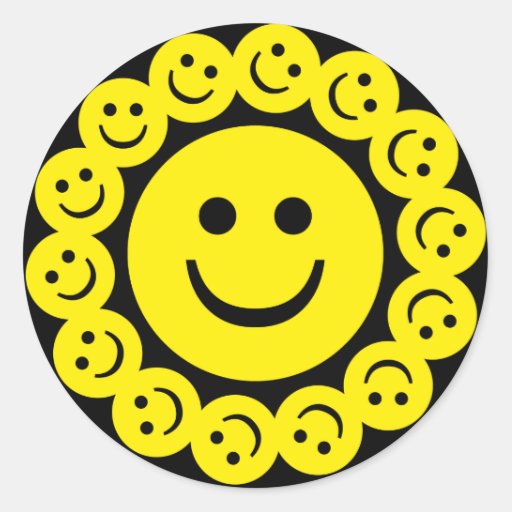 YELLOW SMILEYS CLASSIC ROUND STICKER Zazzle