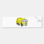 Yellow Smiling Garbage Truck Cartoon Bumper Stickers