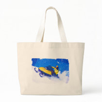 Yellow Snowmobile in Blizzard Tote Bag