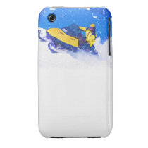 Yellow Snowmobile in Blizzard Iphone 3 Covers